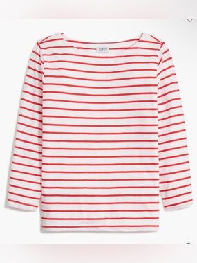 J.Crew Factory long-sleeve striped boatneck tee red/white stripe size M